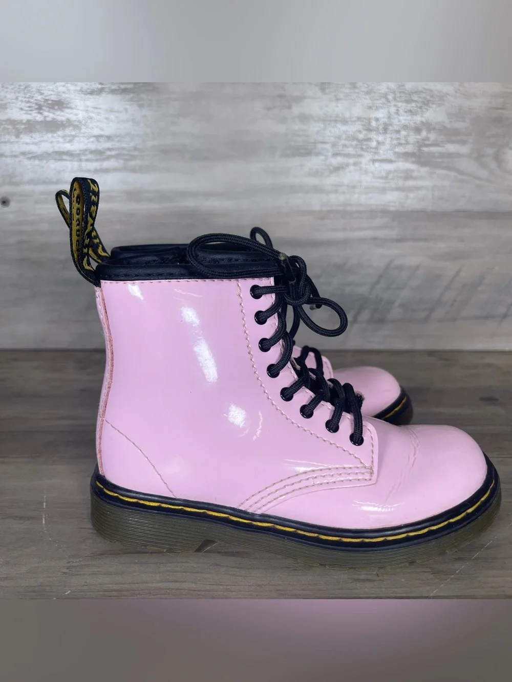 Doc DrMartens Toddler Girls 9 Pale Pink Combat Side Zip High Top Lace Up Boots